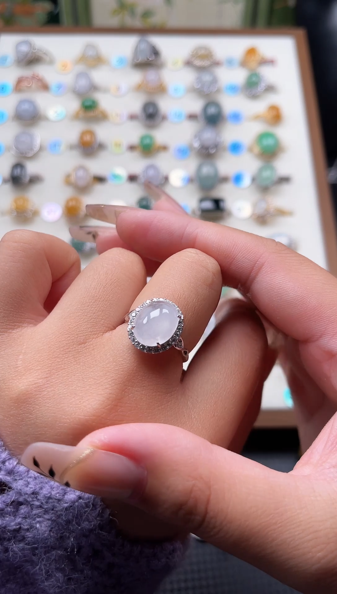 【闪购商品】翡翠戒指银S925镶嵌天然A货翡翠戒指