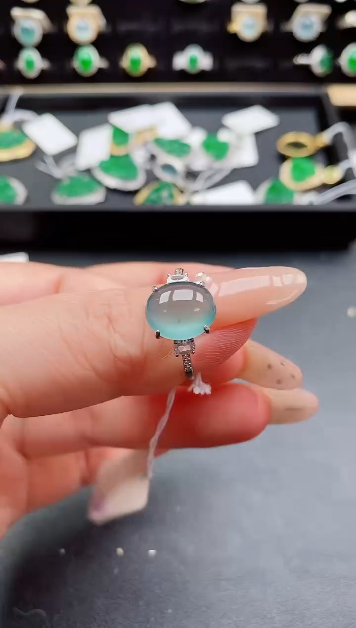 银S925镶嵌戒指翡翠1