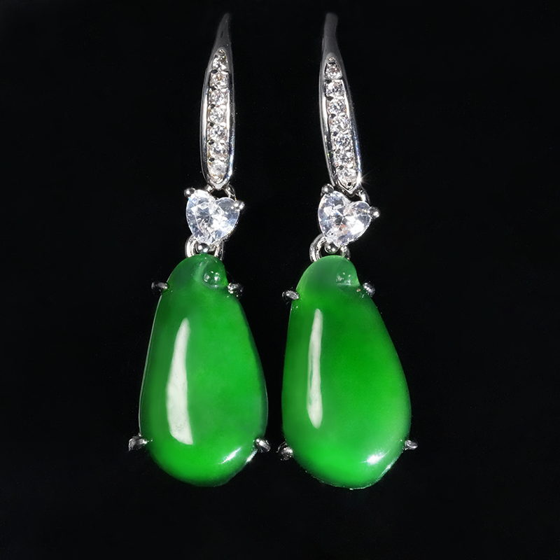 【小胖翡翠】天然翡翠福瓜耳环A货满绿轻奢日常百搭耳饰-多样性发1