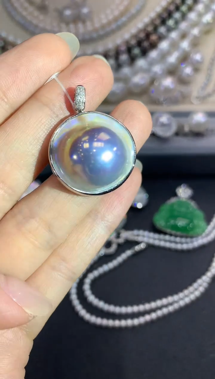 【闪购商品】拼合珍珠（马贝珠）吊坠18K金镶嵌w46多样性一件发货