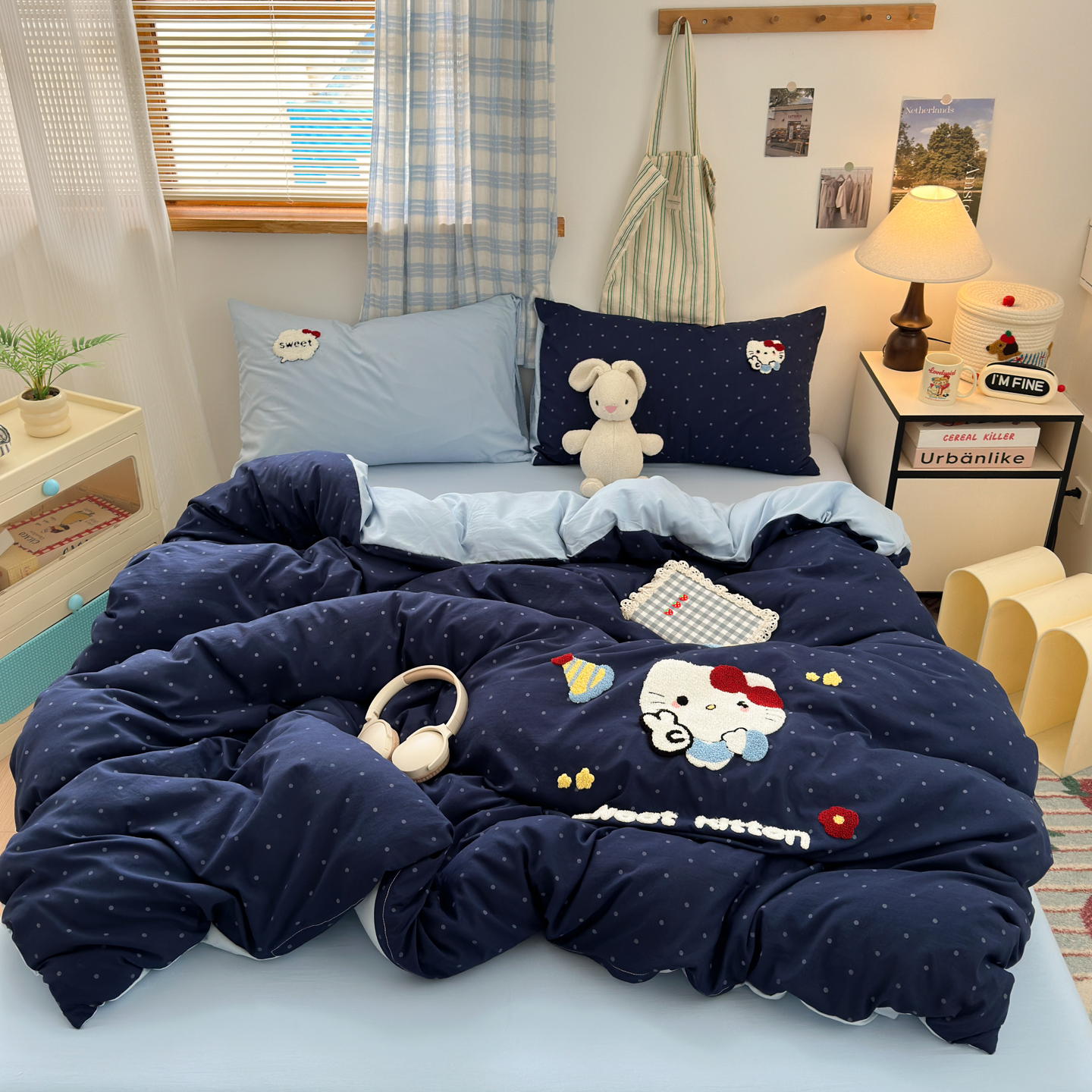 2025新款Kitty猫毛巾绣云纱棉可爱风学生宿舍四件套床品