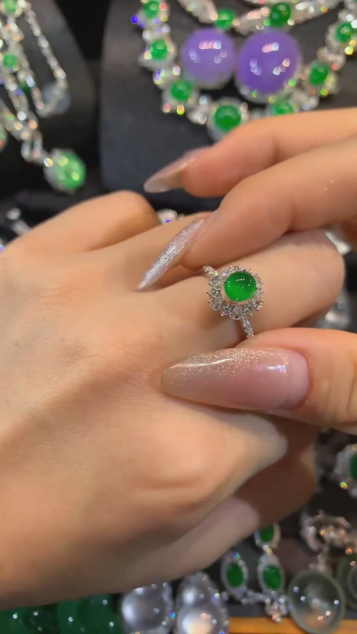 【闪购商品】翡翠戒指18K金镶嵌戒指