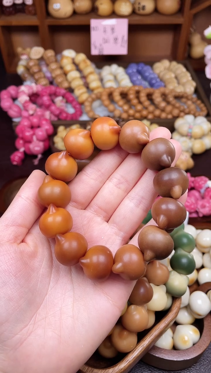 手串菩提根/象牙果Q深巧渐变色猫猫头单圈