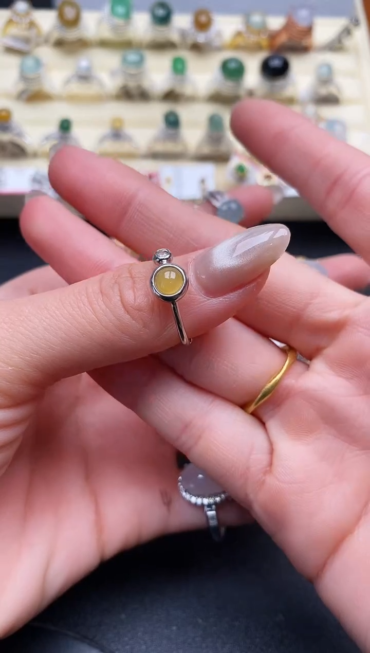 【闪购商品】翡翠戒指银S925镶嵌缅甸翡翠2  2+7