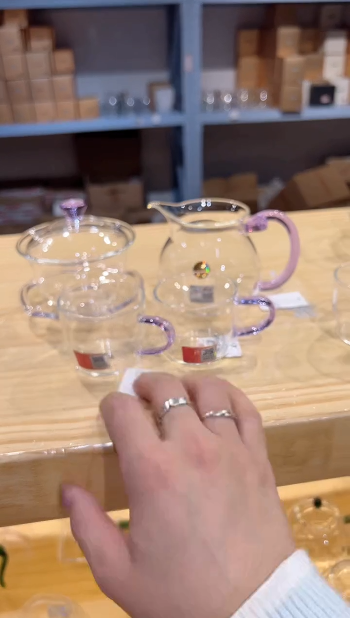 浮莲茶海-浅紫色+禅语盖碗浅紫色++