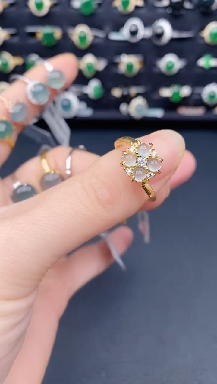 银S925镶嵌戒指翡翠天然a货翡翠183