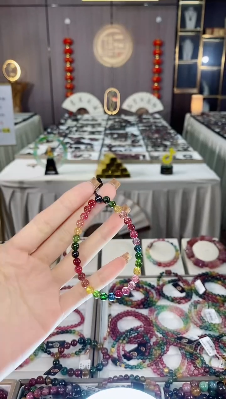 未镶嵌老矿碧玺色标彩虹净体单圈手串5mm+碧玺dan多样性发货一条