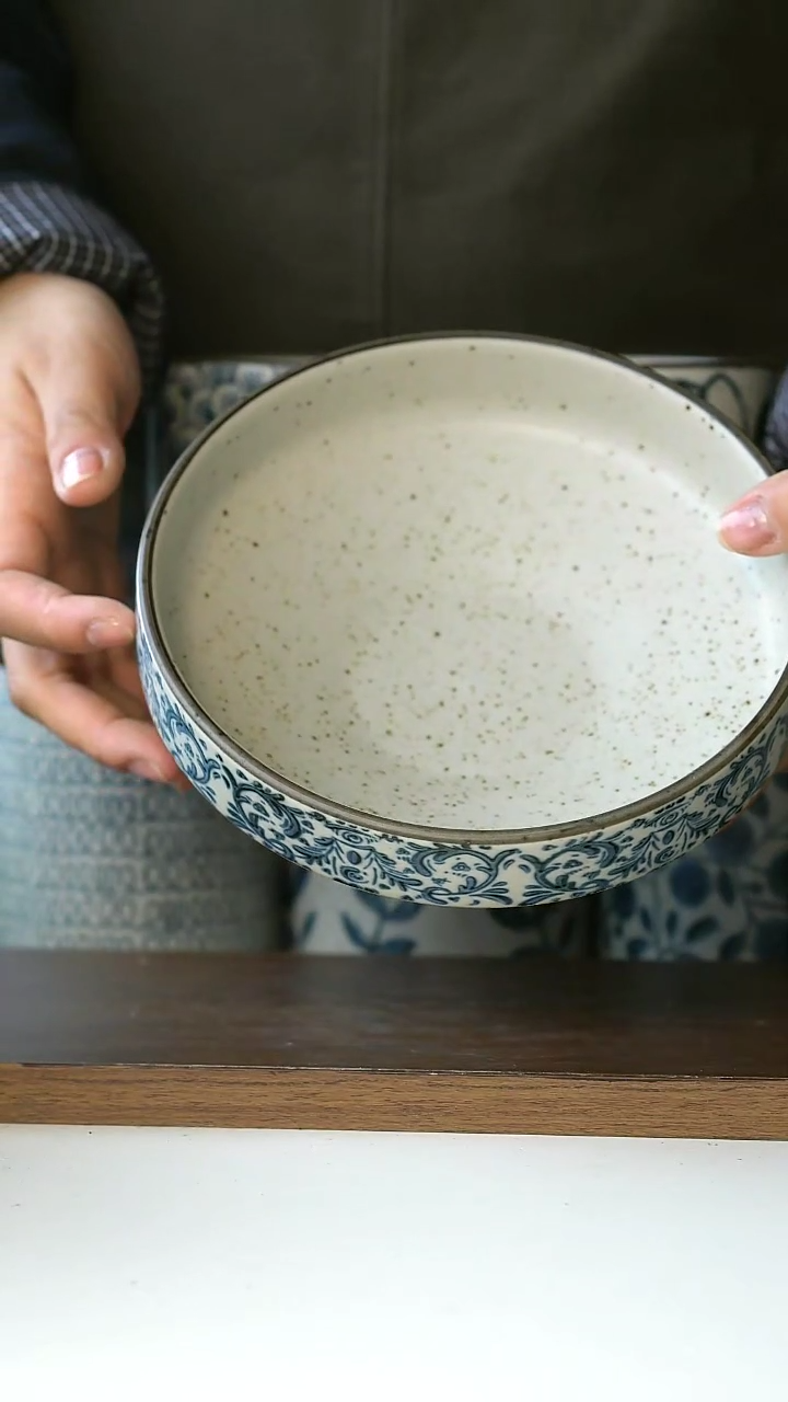 【闪购商品】陶瓷手绘鸢尾高足甜品碗17cm@4-2@