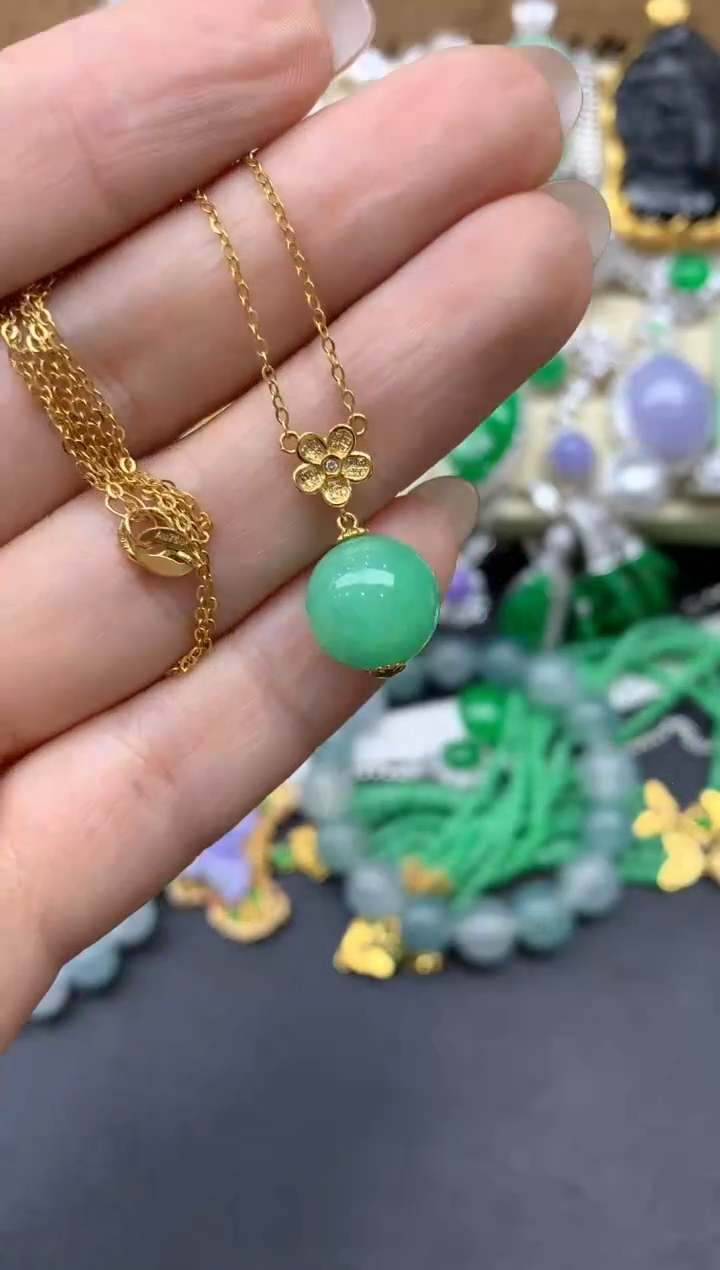 【闪购商品】翡翠颈饰18K金镶嵌435-中国好珍宝