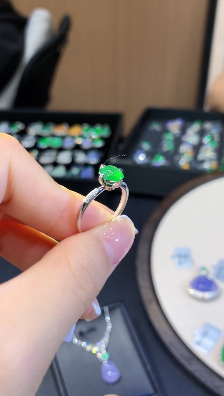 翡翠戒指18K金镶嵌L2011多样性发其一