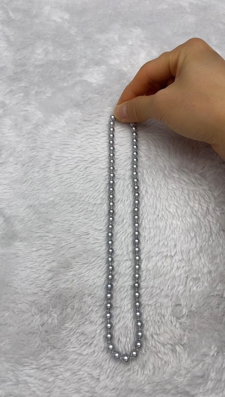 项链银S925镶嵌海水珍珠AK真多麻6-6.5mm