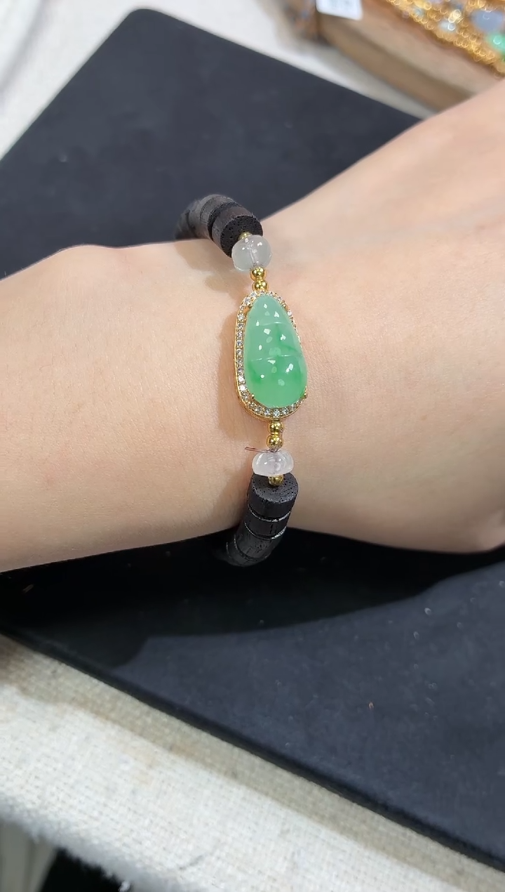 银S925镶嵌手串翡翠手串
