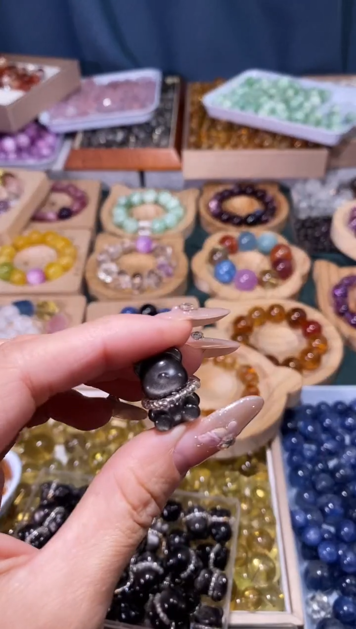 未镶嵌手串水晶银曜小熊一颗