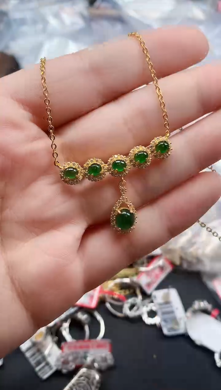 银S925镶嵌戒指翡翠天然A货缅甸翡翠