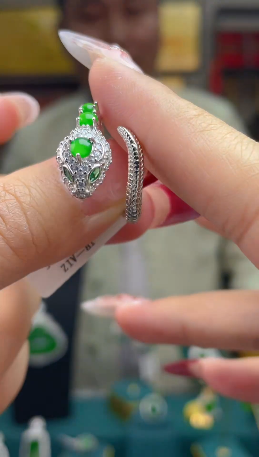 【闪购商品】翡翠戒指银S925镶嵌文创珠宝天然A货翡翠多样性发一