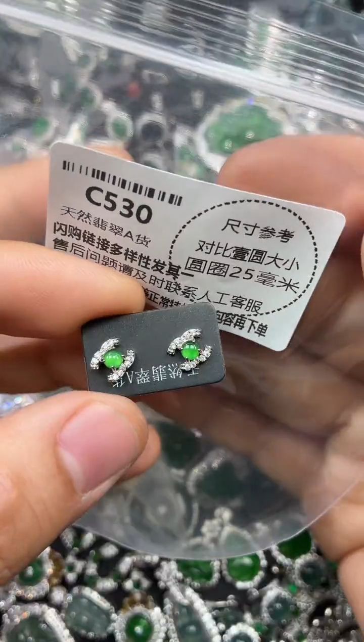 颈饰未镶嵌翡翠C530耳钉