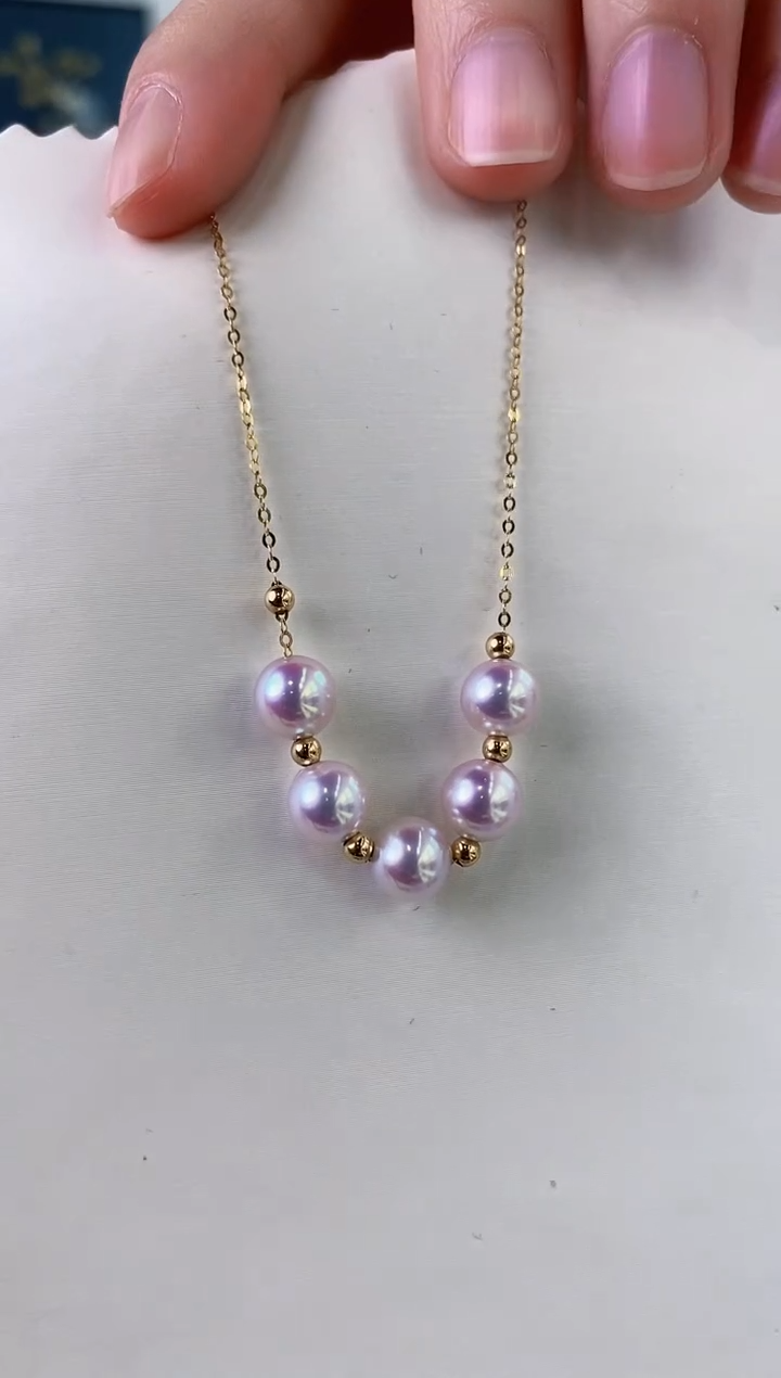 【闪购商品】海水珍珠项链18K金镶嵌6.5-7Akoya海水珍珠项链