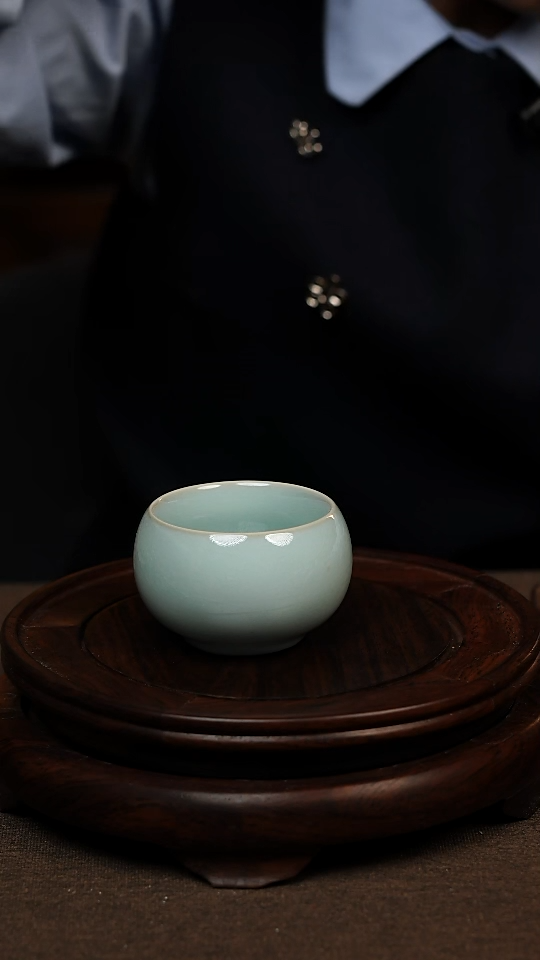 瓷片天青色禅定杯80ml微瑕不带礼盒