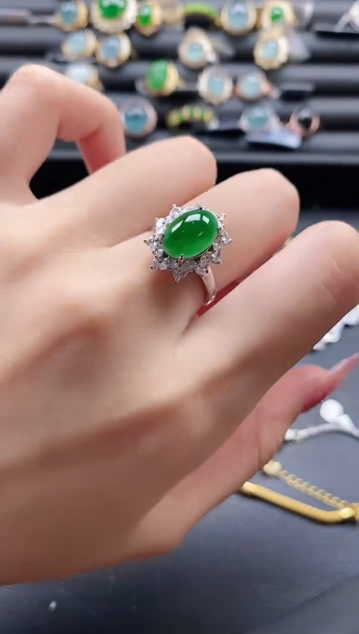 【闪购商品】翡翠戒指银S925镶嵌1111