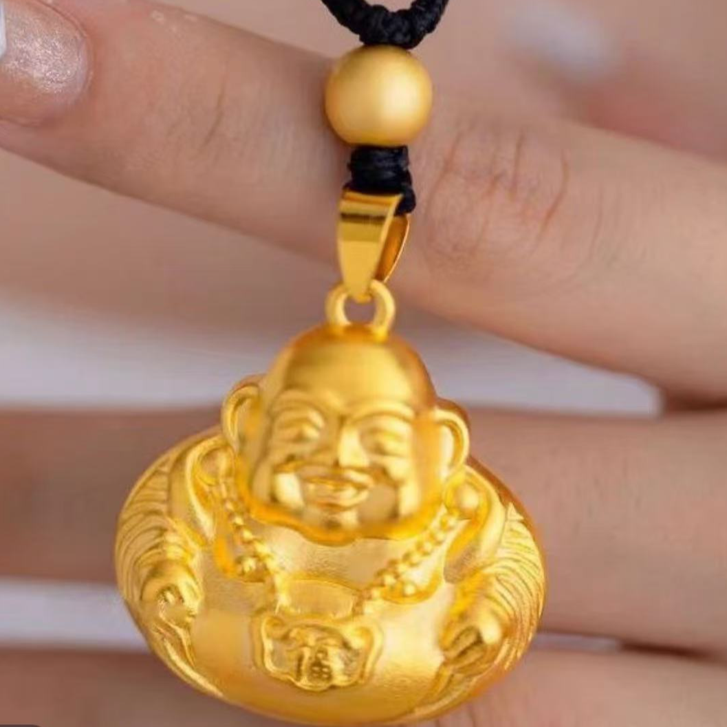 铜合金吊坠 时尚大肚弥勒佛背面网福字4