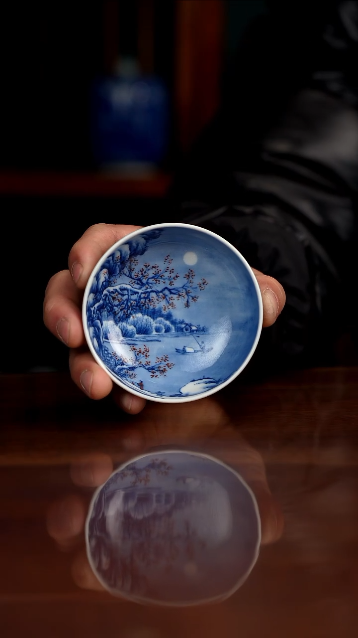 景琳藏青花北派山水梅雪映春风