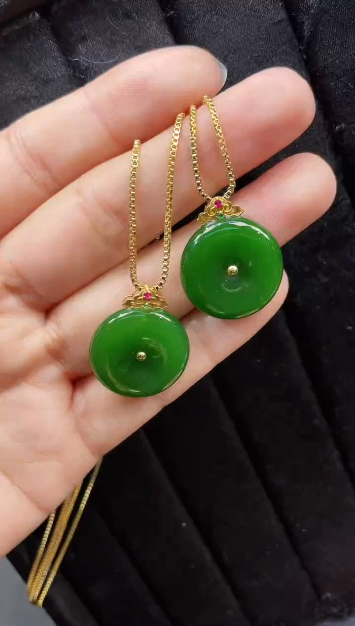 【闪购商品】和田玉吊坠18K金镶嵌28MM 多样性发一
