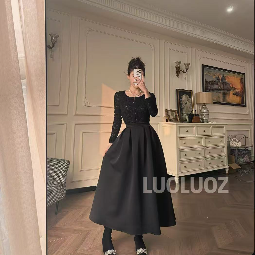 【现货】LUOLUOZ【微风海峡】羽绒绵羊毛长裙＋时尚短外套两件套JF526