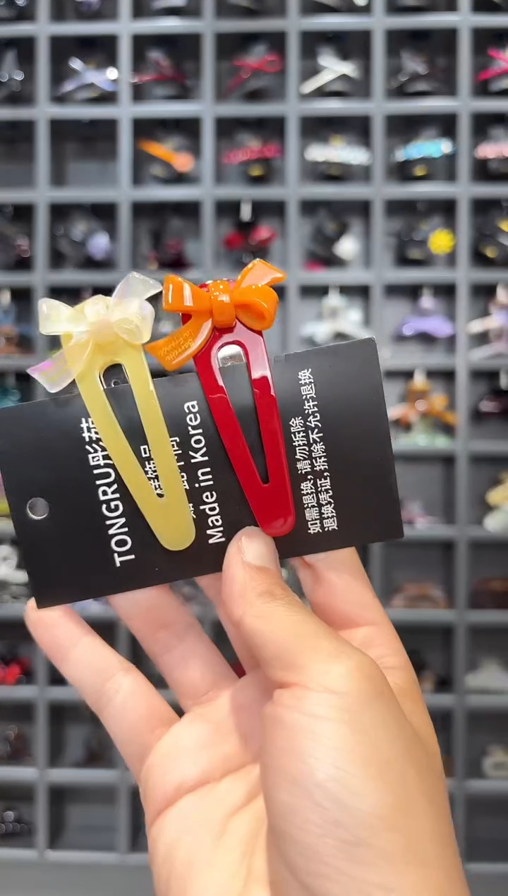 醋酸非金属韩国醋酸品牌发饰7cm蝴蝶结掰掰边夹一对