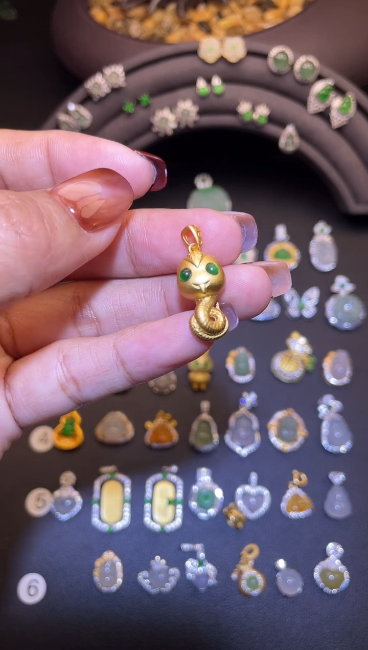 吊坠(不含链)银S925镶嵌翡翠1