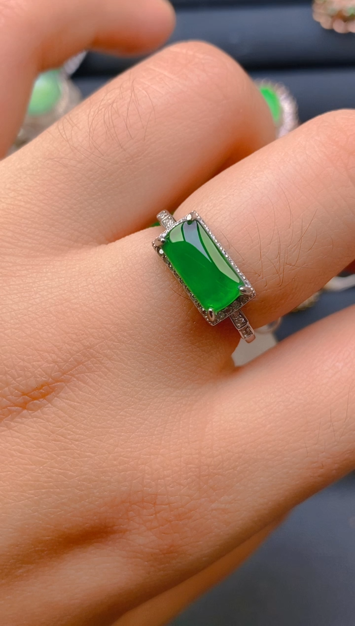 【闪购商品】翡翠戒指银S925镶嵌天然A货翡翠1