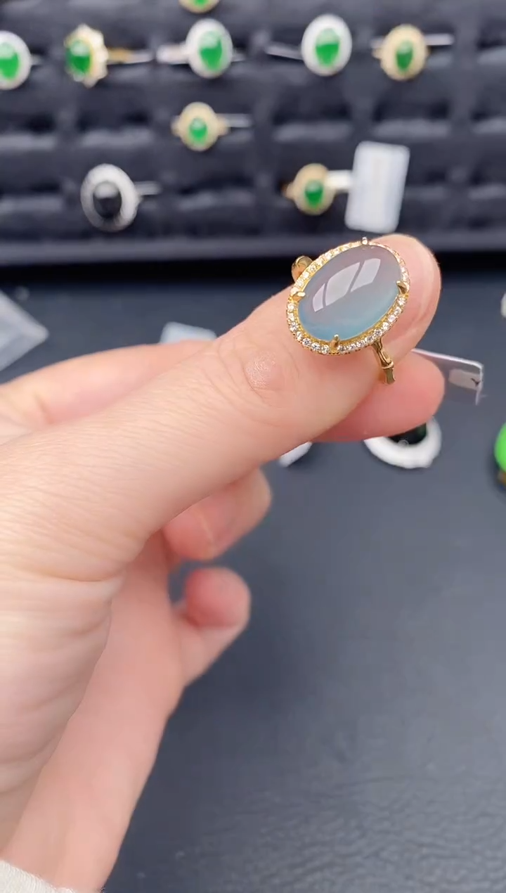 银S925镶嵌戒指翡翠天然a货翡翠289