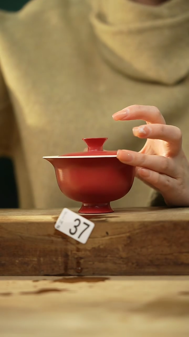 【闪购商品】瓷片宫墙红·盖碗/设计师 牧渔 款