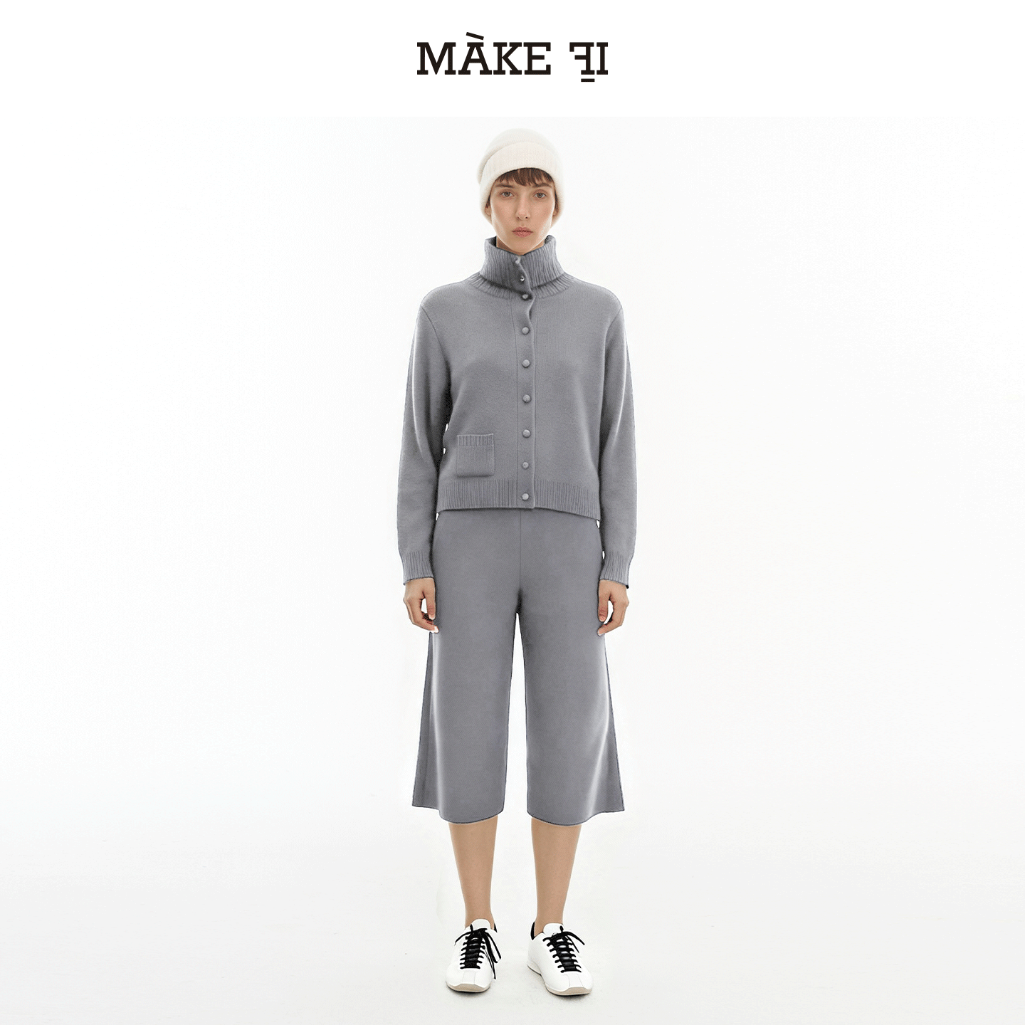 【MAKE IF】100%加厚绵羊 毛纽扣上衣开衫外套-季风系列