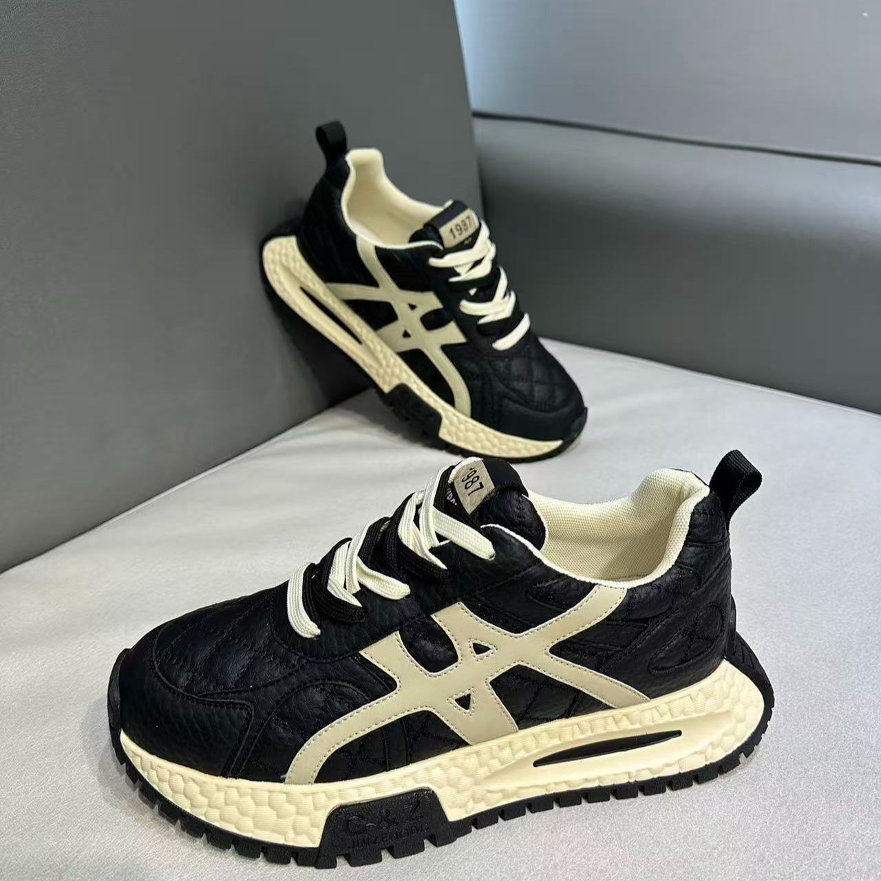 【FRS7】男士百搭潮鞋运动风厚款阿甘鞋低帮时尚休闲鞋透气春秋厚底