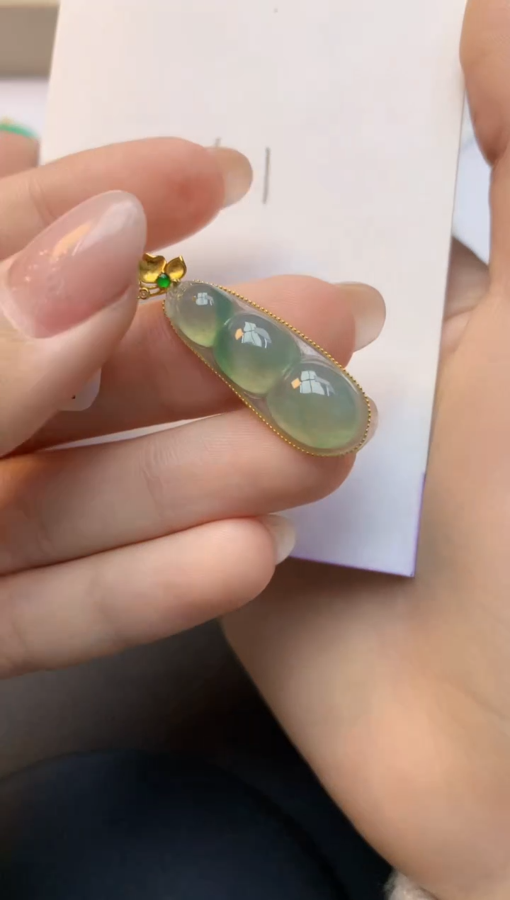 颈饰18K金镶嵌翡翠天然A货缅甸翡翠百元以上9元证书费自理