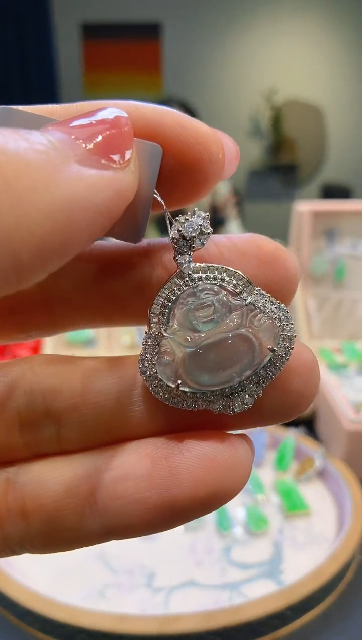 【闪购商品】翡翠吊坠(不含链)银S925镶嵌佛公