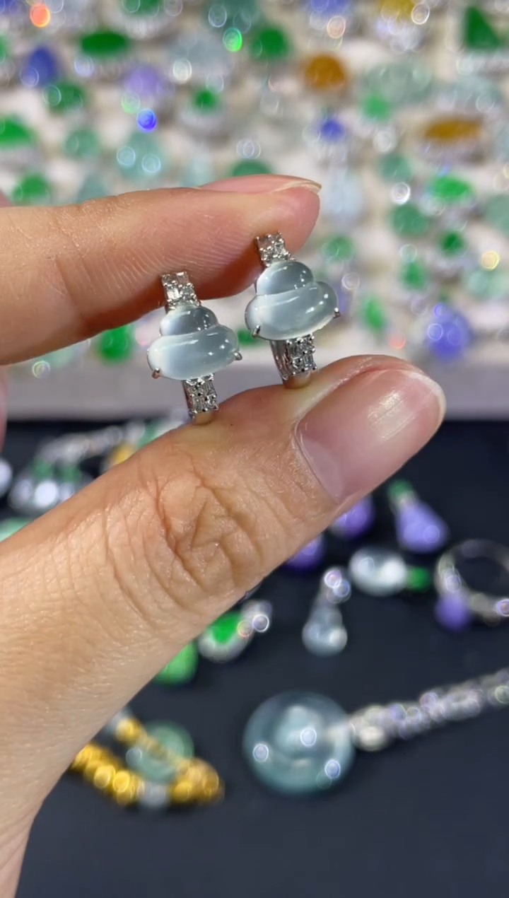 18K金镶嵌翡翠耳饰A651|9800