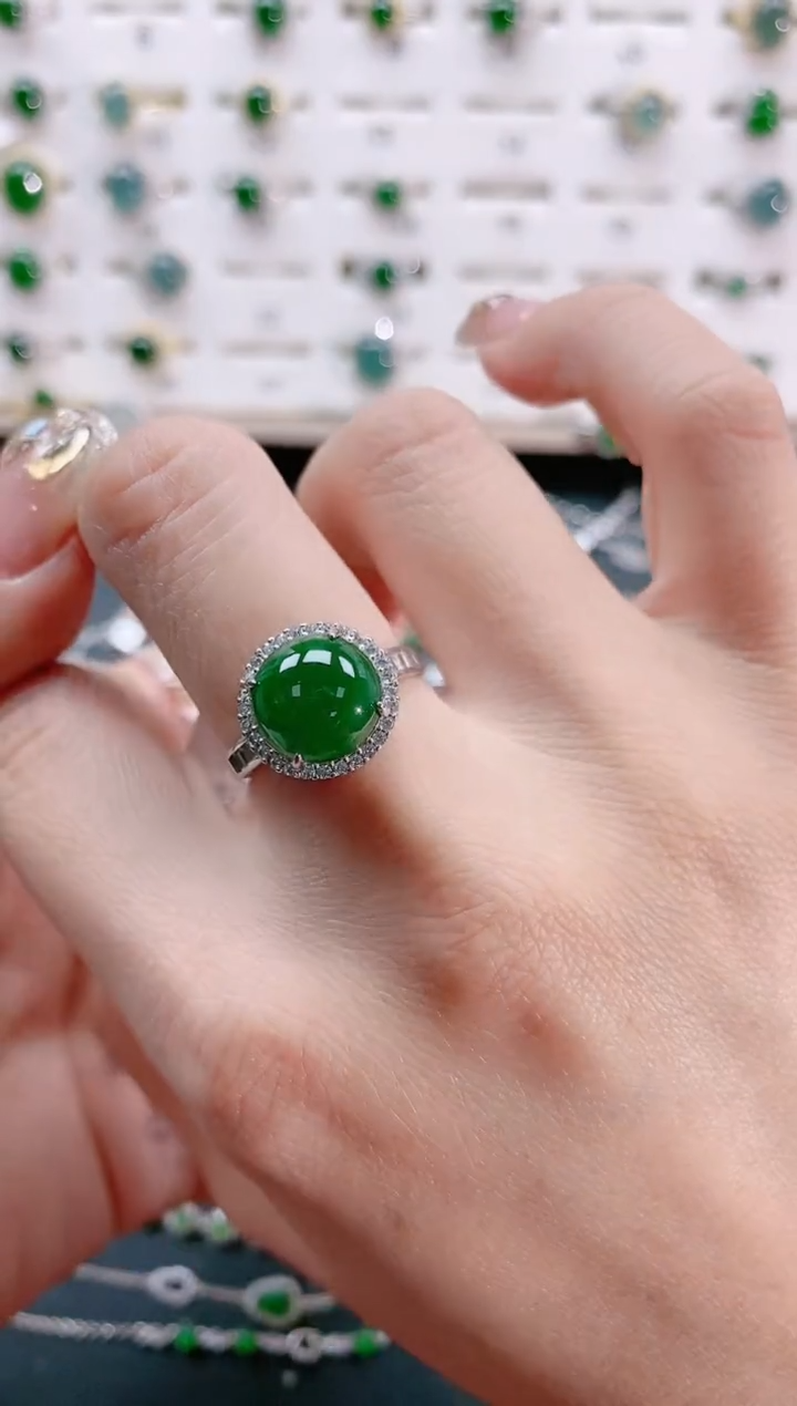 【闪购商品】翡翠戒指银S925镶嵌天然翡翠