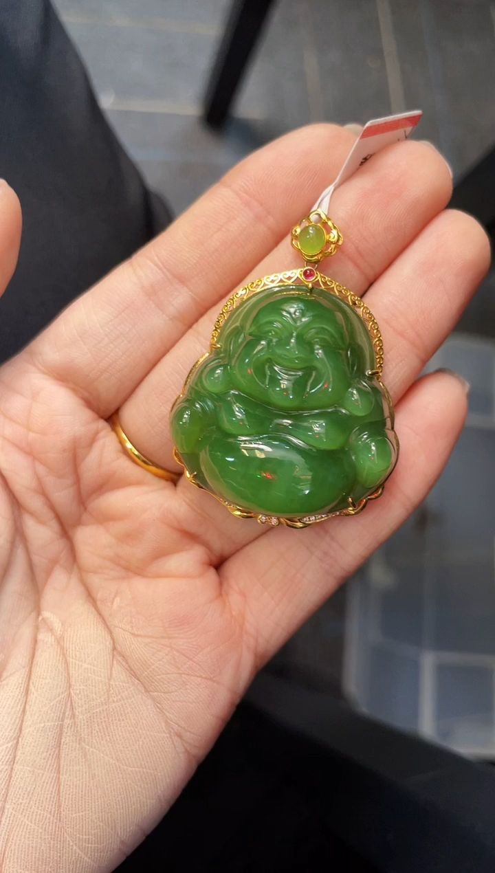 【闪购商品】和田玉吊坠18K金镶嵌35MM 多样性发一Z