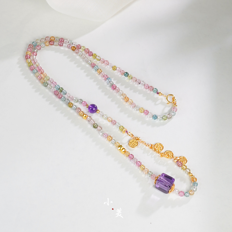 彩色碧玺招财纳福项链（多样性发）C493