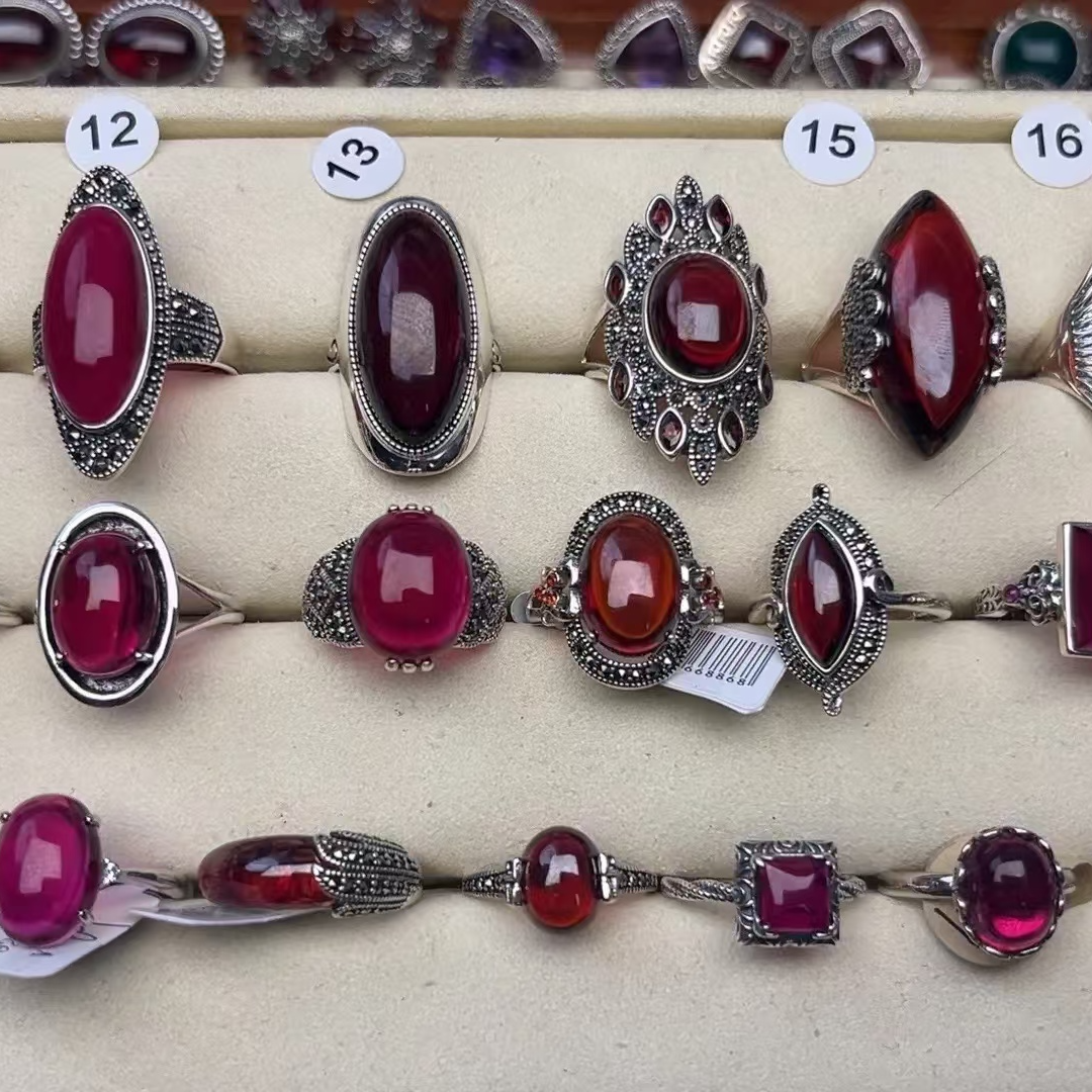 925银戒指 925银饰戒指，复古风，耳饰，吊坠手工镶嵌轻奢气质款