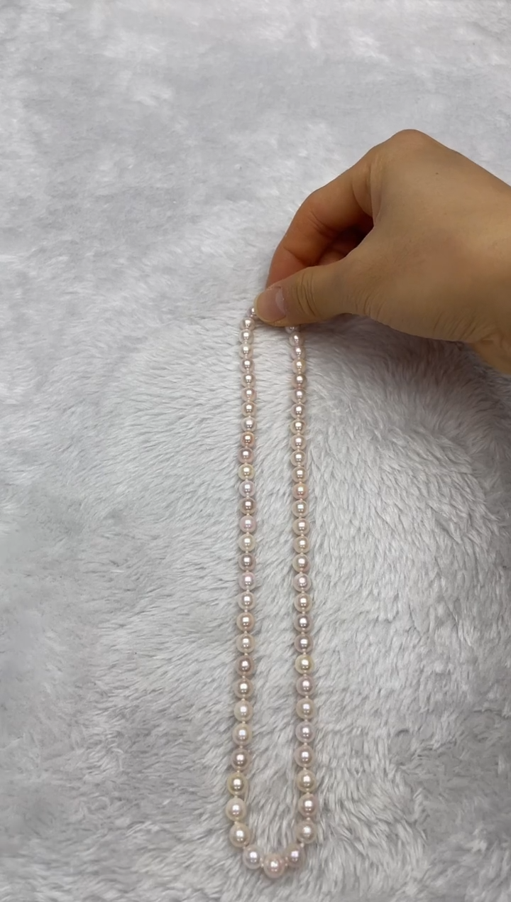 项链银S925镶嵌海水珍珠AK糖果6.5-7mm