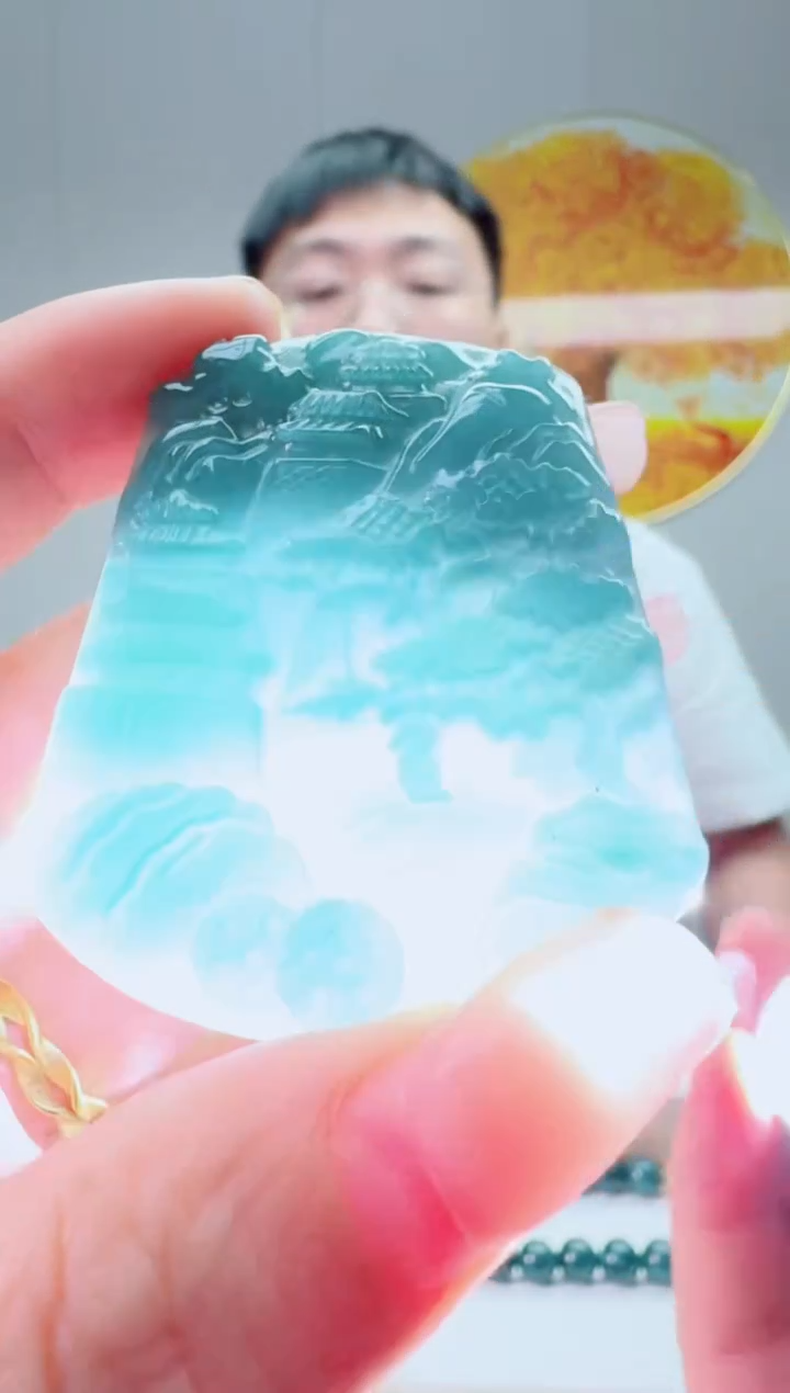 翡翠未镶嵌颈饰山水多样性随机发其一