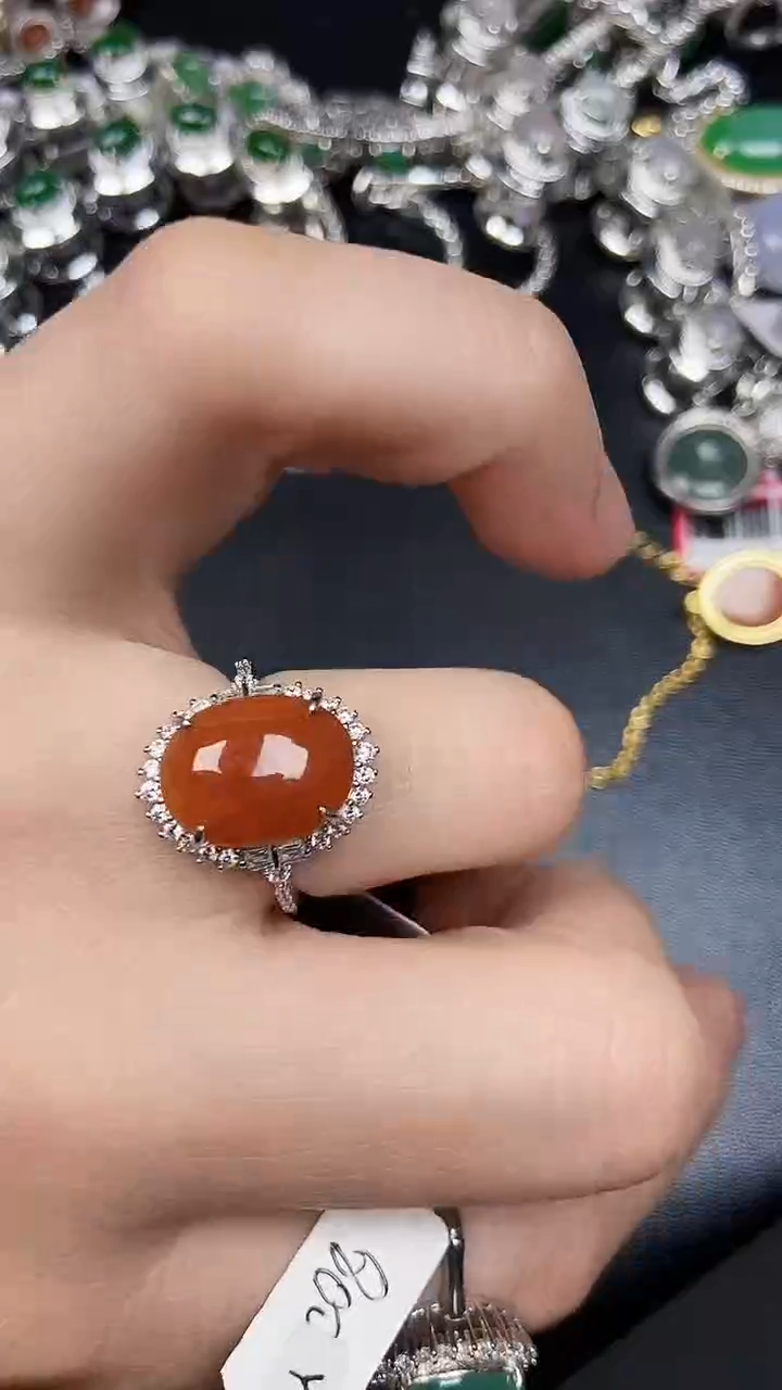 银S925镶嵌戒指翡翠2290