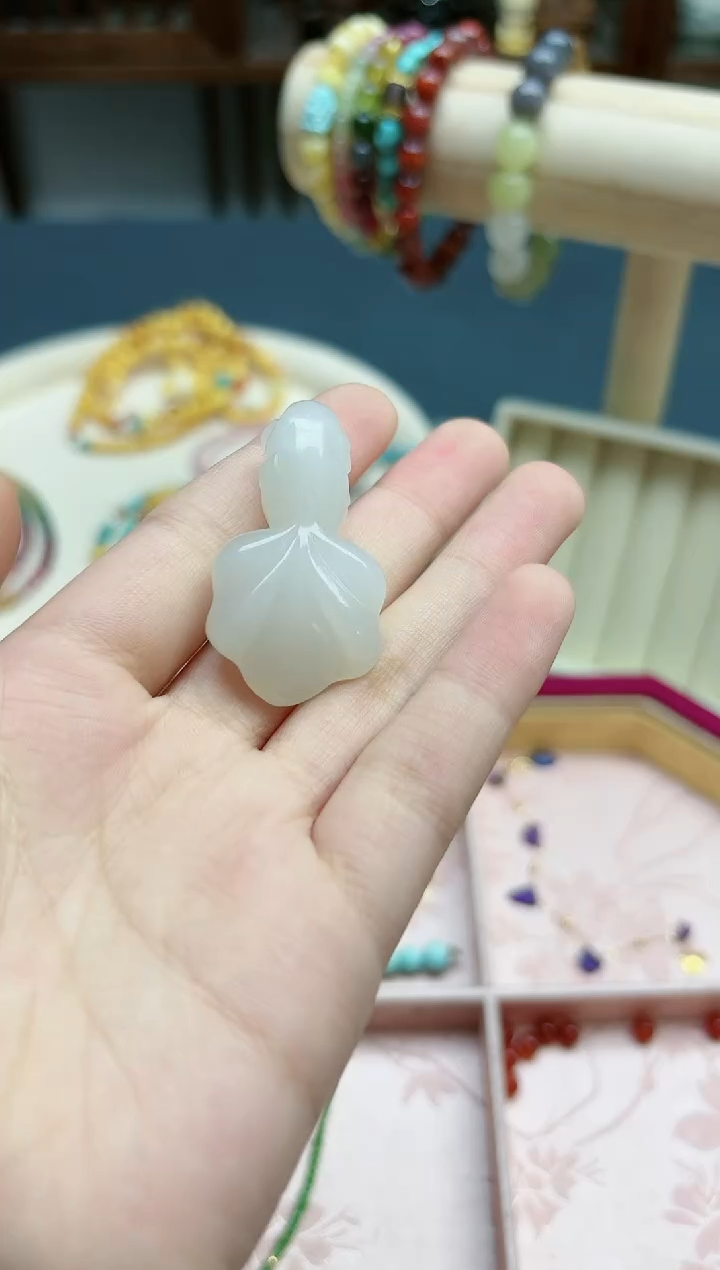 【闪购商品】和田玉吊坠未镶嵌和田玉金鱼吊坠*1 QC编绳