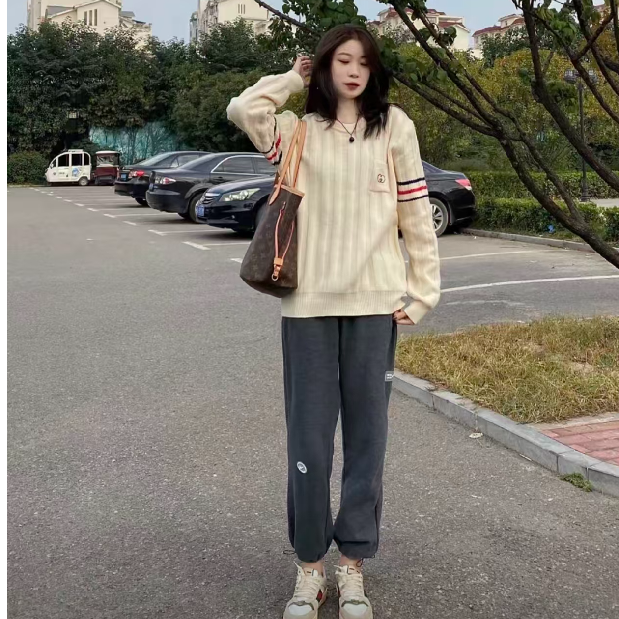 未使用 GUCCI/古驰 古驰针织米色翻领毛衣女装xs码x15019