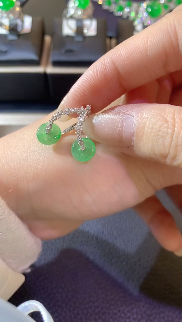 【闪购商品】翡翠耳饰18K金镶嵌A83翡翠