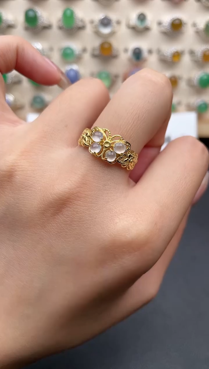 【闪购商品】翡翠戒指银S925镶嵌一物一证一礼盒