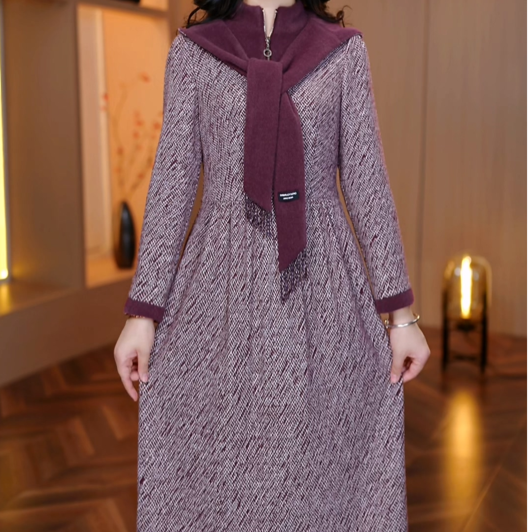 2025秋冬新款貂绒连衣裙加厚大码女装时尚加肥加大遮肉显瘦裙子