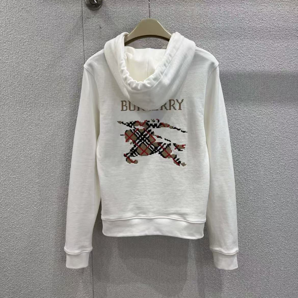 未使用 BURBERRY/博柏利 女款白色骑士连帽卫衣 原价 6900